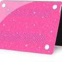 G JGOO Compatible with MacBook Air 13 inch Case 2026 2025-2022 M5 A3449 M4 A3240 M3 A3113 M2 A2681, Glitter Platsic Hard Shell for MacBook Air 13.6 inch Case+Keyboard Cover+Screen Protector, Hot Pink