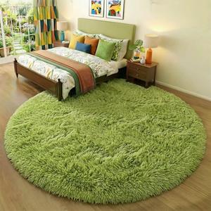Amdrebio Grass Green Round Rugs 6Ft for Living Room Bedroom Decor Aesthetic, Large Fluffy Shaggy Circle Area Rug for Kids Playroom Baby Nursery, Big Soft Shag Fuzzy Modern Cool Floor Circular Carpet