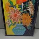 Yidepot Yellow Black Flowers Wall Decor - Vase Flower Boho Vintage Flower Pictures Fake Black Frame Colorful Art Work for Bedroom Walls 12"x16" Fake frame