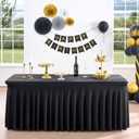2 Pack Black Spandex Tablecloths for 4 ft Rectangle Tables, Wrinkle Free Fitted Table Covers 4 Foot StretchyTable Cloth with Skirt for Parties Weddings Birthday Banquet Baby Shower