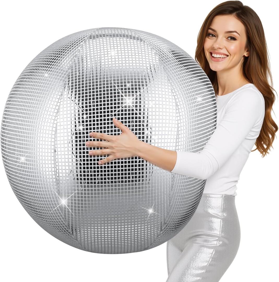 HyDren 1 Set Inflatable Disco Ball Decor Large Beach Ball Balloon Hanging Mirror Blow Up Disco Party Decorations for Ornament Indoor Outdoor Wedding Birthday Party Supplies Favors (2.5 Feet)
