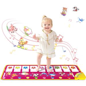 M SANMERSEN Piano Mat - Musical Keyboard Floor Playmat 39.5" Electronic Music Animal Touch Play Blanket Funny Xmas Gift Toy for 1 2 3 Year Old (Purple)