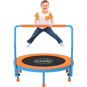 YORIN 36" Toddler Trampoline Indoor Mini Trampoline for Toddlers Kids Baby Child Small Foldable Trampoline Inside Outdoor with Adjustable Handle, Toddler Kids Toys for Ages 1-6, 250LBS (Orange)