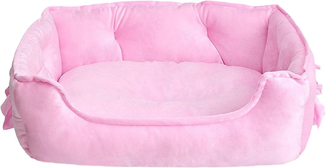 pawstrip Cute Princess Dog Bed Pink Puppy Bed for Small Dogs Breathable Cat Couch Bowknot Pet Cushion Comfortable Kitten Nest Girl Doggy Sofa, Waterproof Bottom (Pink) (Medium)