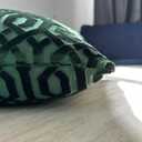 Throw Pillow Cover, 18" x 18" Modern Green Geometric, Embroidery Cut, Velvet Luxury Contemporary Pillow Cover, for Couch, Sofa, Living Room, Bedroom (Insert NOT Included)