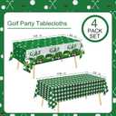 QIYANPAX 4 Pack Golf Party Tablecloths Green Gingham Tablecloth and Golf-Themed Plastic Table Covers Disposable Tablecloths for Birthday Outdoor Party Decorations, 54 108 Inch