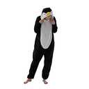 COSUSKET Snug Fit Adult Penguin Oneise Pajamas, Halloween Sherpa Women's Cosplay One Piece Animal Costume 2XL