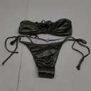 ZAFUL Women's Strapless Bikini Set Knot Front Twist Bandeau Swimsuits High Cut Tie Sexy Bathing Suit (Medium, B-army Green)