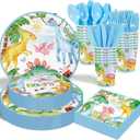 Dinosaur Birthday Party Supplies - 175PCS Dinosaur Themes Party Tableware Set, Bithday Disposable Paper Plates Cups and Napkins For Boys Kids Birthday Baby Shower Decorations, Serve 25