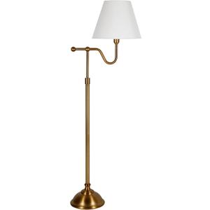 Henn&Hart 63" Modern 1-Light Floor Lamp with White Fabric Empire Shade for Living Room, Bedroom, or Office, Brass