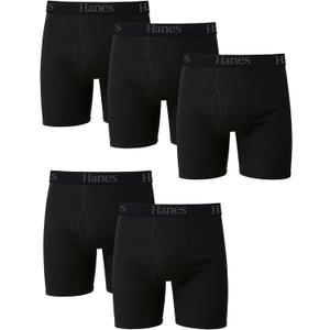 Hanes Men's Underwear Boxer Briefs Pack, Moisture-wicking Underwear for Men, Breathable, Cool & Breathable Cotton (Large, Black)