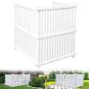 Air Conditioner Fence 36" W X 45" H Trash Can Fence Pool Equipment Enclosure Vinyl Privacy Fence Outdoor No Dig Privacy Fence 3 Panels with Metal Stake, White