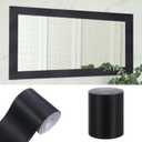49 ft Wood Grain Mirror Frame Border Peel and Stick Waterproof Wallpaper Border Wall Decor Removable Self Adhesive Strips for Bathroom Mirror Fames Cabinets Bedroom Decor 4" x 49 ft(Black)
