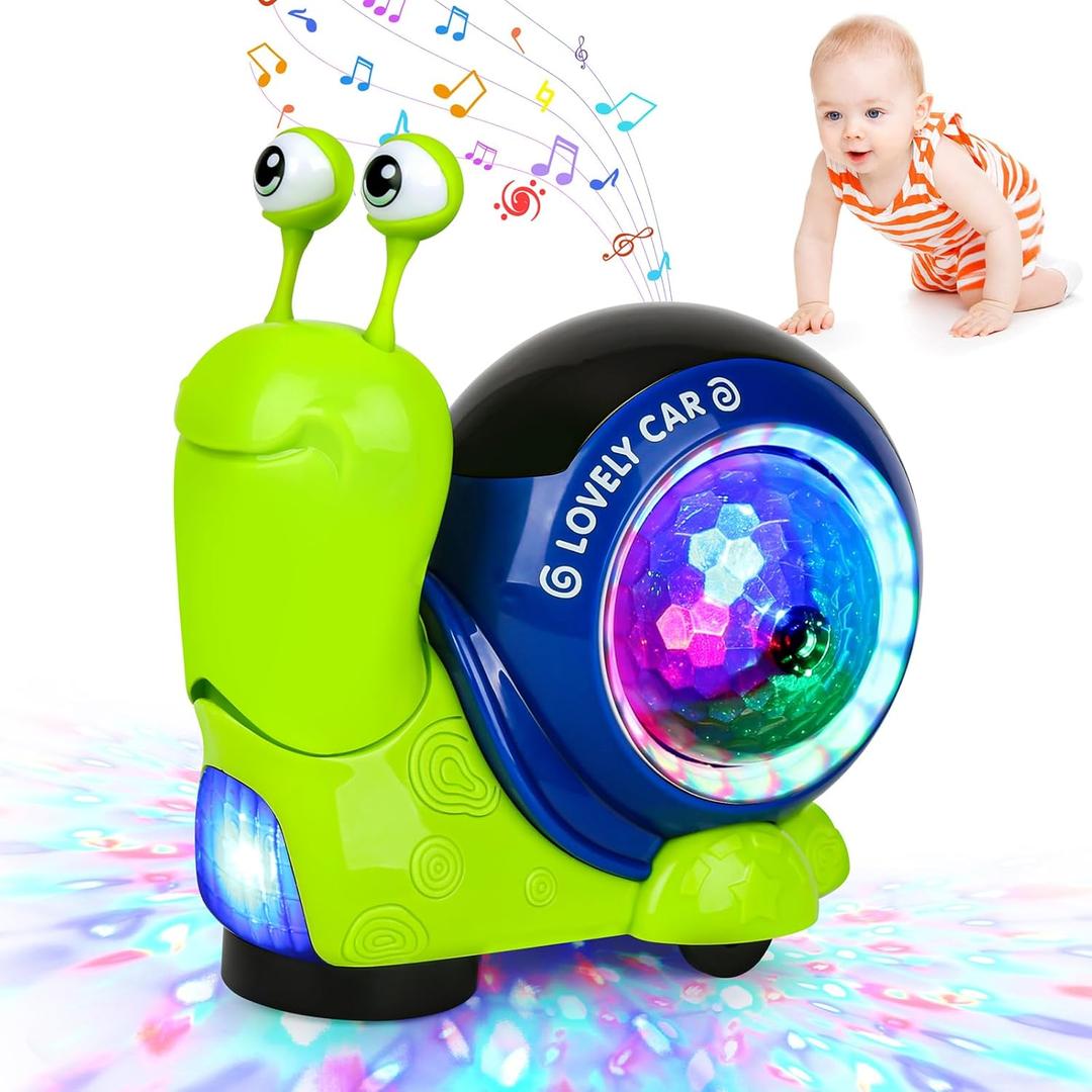 Electric Snail Toy, Toddler Luminous Snails Toy Cute Crawling Snail Toys with Music and Light Christmas Birthday Gifts for Boys Girls