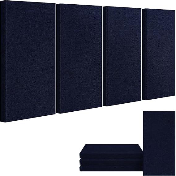 UMIACOUSTICS 4 PCS Acoustic Panels, 2 Thick 23.6" x 11.8" Fiberglass Sound Wall Panels, Self-adhesive Sound Absorbing Panels for Home Studios, Office, Theater. Navy Blue