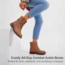 Vepose Women's Combat Ankle Boots Lace up Comfortable Short Booties Low Heel (12, Brown)