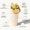 40 oz Insulated Stainless Steel Bottle with 2-in-1 Straw and Spout Lid, Water Bottle with Carry Handle Keep Cold 24H, Leak-Proof, Fits in Car Cup Holder, Travel, and Schooloff-White