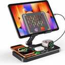 Magnetic Charging Station for Apple Multiple Devices, Wireless Charger with Clock & Light, Foldable Wired Charging Stand for iPad/Tab, Mag-Safe Charger for iPhone 17, for Apple Watch for AirPods