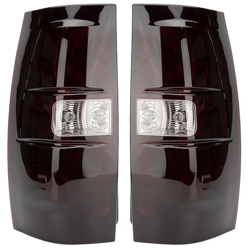 Tail Light Assembly Compatible With 2007-2014 Chevy Tahoe/Suburban Driver and Passenger Side Smoke Red Rear Brake Lamps With Bulb Inside And Wiring Harness Replaces# GM2800196 25862701 22837923