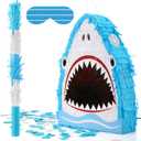Libima Small Shark Piata 16.5 Inch Piatas for Birthday Party Decorations Shark Themed Party Supplies with Piata Blindfold and Bat for Kid Adult