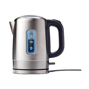 Basics Electric Stainless Steel Kettle for Tea and Coffee, BPAFree, Fast Boiling, Auto ShutOff, 1.1 Quarts, 1500W, Black and Silver