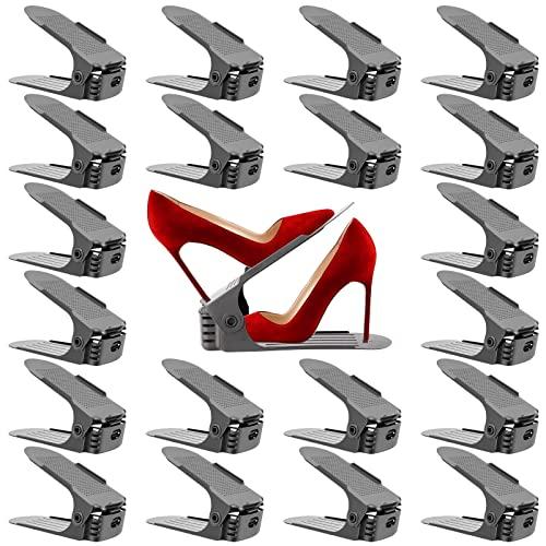 Neprock Shoe Organizer for Closet, 20-Pack (Grey)