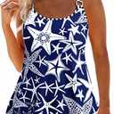ROSEWE 2025 Tankini Swimsuits for Women, Two Piece Bathing Suits with Shorts, Modest Tank Top Swim Dress (Blue, M)