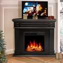 R.W.FLAME 43” Corner Electric Fireplace Mantel Wooden Surround Firebox, TV Stand with Freestanding Electric Fireplace, Remote Control, Adjustable Led Flame, 750W/1500W Black