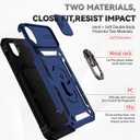 Case for iPhone XR Case with Tempered Glass Screen Protector and Slide Camera Cover, 360 Rotate Ring Stand Magnetic Cover for iPhone XR Blue