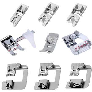 9Pcs Sewing Machine Feet Set Includes 3pcs Narrow Rolled Hem Presser Feet,3Pcs Rolled Hem Pressure Foot,Zig Zag Presser Foot,Adjustable Guide Foot, Bias Binder Foot for Brother Singer Janome