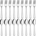 36-Piece Forks and Spoons Set, Unokit Food Grade Stainless Steel spoons and forks Set for Home, Kitchen and Restaurant, 18 Forks silverware and 18 Spoons silverware, Mirror Polished&Dishwasher Safe