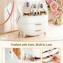 Makeup Organizer with Drawers & Lid - Portable Large Cosmetic Storage Case for Vanity Countertop, Travel, Gift for Women, Girls, 11"7"15", White