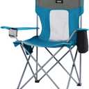 Camping Folding Chair Outdoor Lawn Portable Lightweight Camp Folding Chairs for Adult Outside with Cup Holder, Cooler Pouch & Side Pocket for Camping, Beach, Fishing, Sports or Tailgating Events, Blue