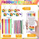 Sinload 24 Sets Rainbow Pride Gift Bulk Pride Ballpoint Pens with Greeting Card Lgbtq Lesbian Gay Day Favors for Love Is Love Anniversaries Women Men Office Supplies