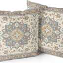 Snycler Boho Throw Pillow Covers Farmhouse Home Decor for Sofa Porch Patio Bed Room OutdoorSet of 2Bohemian Carpet Throw Pillows for Couch Decorative Pillow Cases20x20inch,Khaki (20" x 20" (Pack of 2), Boho-18)