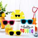 Jetec 5 Pcs Hello Summer Tiered Tray Decor Wooden Sunglasses Table Decor Set Rustic Tabletop Decoration Farmhouse Sunshine Flower Wood Table Sign Centerpieces Summer Decorations for Home Office Shelf