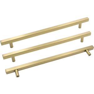 Goldenwarm 25 Pack Gold Cabinet Handles 10"(256mm) Brushed Brass Cabinet Pulls T Bar Drawer Pulls for Kitchen Cupboard & Drawer Hardware