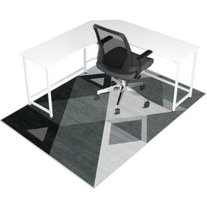 Office Chair Mat for Hardwood Floor & Tile Floor,48"X 60" Heavy Duty Desk Chair Mat for Hard Floors, Under Desk Rug for Rolling Computer Chair, Anti Slip, Low Pile Carpet Floor Protector-Triangle (Triangle Black Gray)