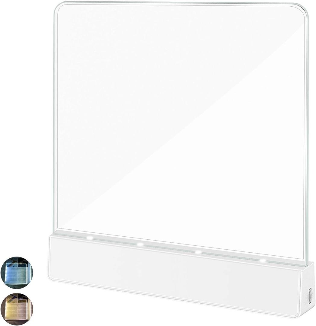 Book Light,Battery Powered Flat Plate led Book lamp,Brightness Adjustable,2 Color Temperature,Kids Book Light for Reading in Bed at Night Clip on Book Lovers Gifts (Warm) (Warm)