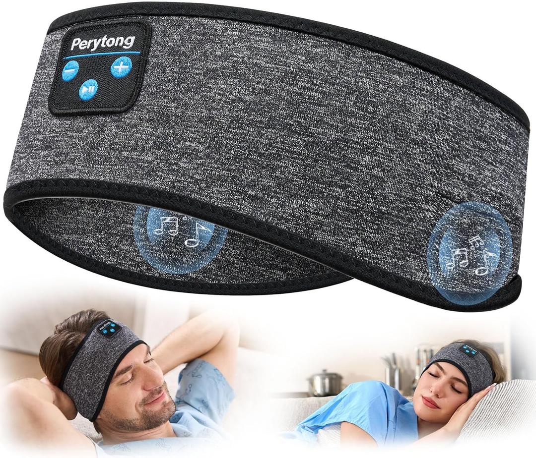 Perytong Sleep Headphones Bluetooth 5.4 Headband, Sports Wireless Earphones Sweat Resistant Earbuds Sleeping Headphone with Ultra-Thin HD Stereo Speaker for Workout Running Cool Gadgets Unique Gifts (HB DarkGrey)