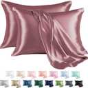 MR&HM Satin Pillowcase for Hair and Skin, Silk Satin Pillowcase 2 Pack, King Size Pillow Cases Set of 2, Silky Pillow Cover with Envelope Closure (20x36, Rose Taupe)