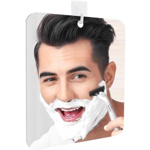 Shower Mirror Fogless for Shaving, Fogless Mirror for Shower with 1 Adhesive Hooks, Bathroom Shatterproof Shaving Mirror - for Men and Women (Silver)