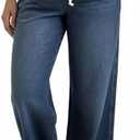 Motherhood Maternity Women's Under The Belly Tie Waist Wide Leg Pregnancy Denim Pants, Jane Wash, Small