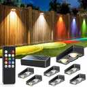 JOFIOS Solar Fence Lights with Remote, Warm White, Cool White and RGB Color Glow LED Outdoor Wall Lights, IP65 Waterproof Solar Lights for Fence, Backyard, Railing, and Deck, Home Improvement, 2 Pack