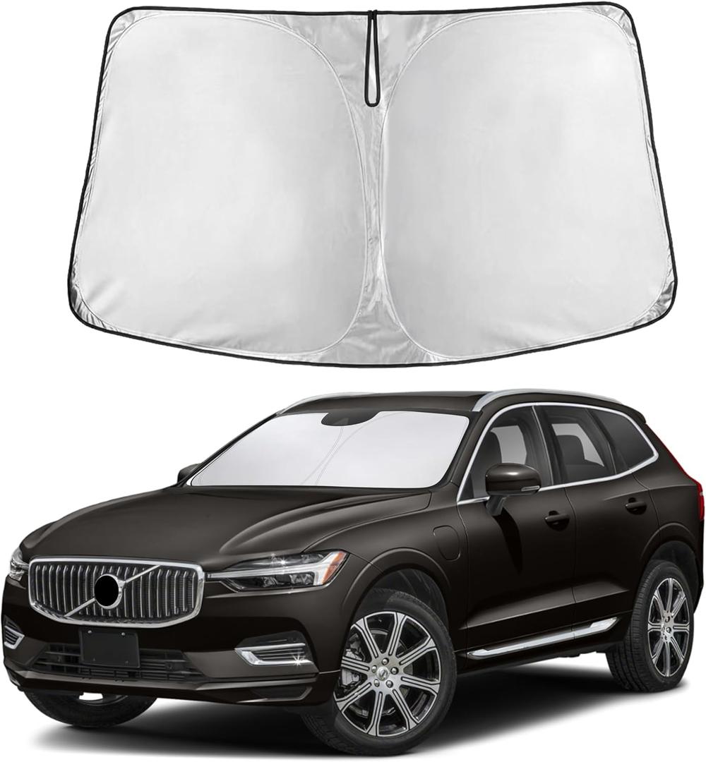 EcoNour Windshield Sunshade Compatible for Volvo XC60 2018-2024 2025 2026, Sun Visor for Front Windshield & Window Sun Shade Cover, UV Heat Blocker & Protector, Car Accessories