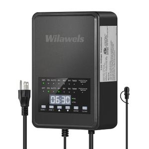 200W Low Voltage Landscape Transformer, 2 Zone Independent Control 120VAC to 12/14VAC Low Voltage Transformer, Landscape Lighting Transformer with Timer& Photocell Sensor ETL Listed D27LT06N1
