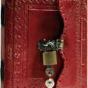 TUZECH Leather Journal Large Writing Notebook Handmade Leather Bound Vintage Journal For Women and Men with Lock And Key Gift For Art Sketchbook, Travel Diary And Notebooks To Write In(7 by 5 Inches) (Red)