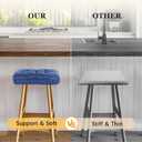 Rectangular Stool Cushion Set of 2, Soft Saddle Stool Cushions with Ties, Nonslip and Washable, Dark Blue, 18 x 10.5 x 4 Inch