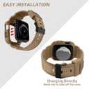 OROBAY Rugged Band Compatible with Apple Watch Band  with Case, Shockproof Strap for iWatch Size: 45mm/44mm/(42mm-series 3 2 1) with Bumper Case Cover Men Women, Desert Tan