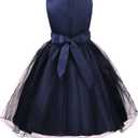 Acecharming Girls Dresses Sequin Flower Girls Party Dress Bridesmaid Ball Gown Wedding Tulle (Blue)